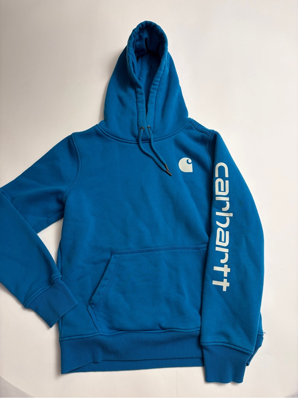 Carhartr Blue Logo Hooded Sweatshirt
